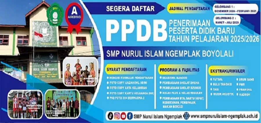 SPMB SMP NURUL ISLAM NGEMPLAK